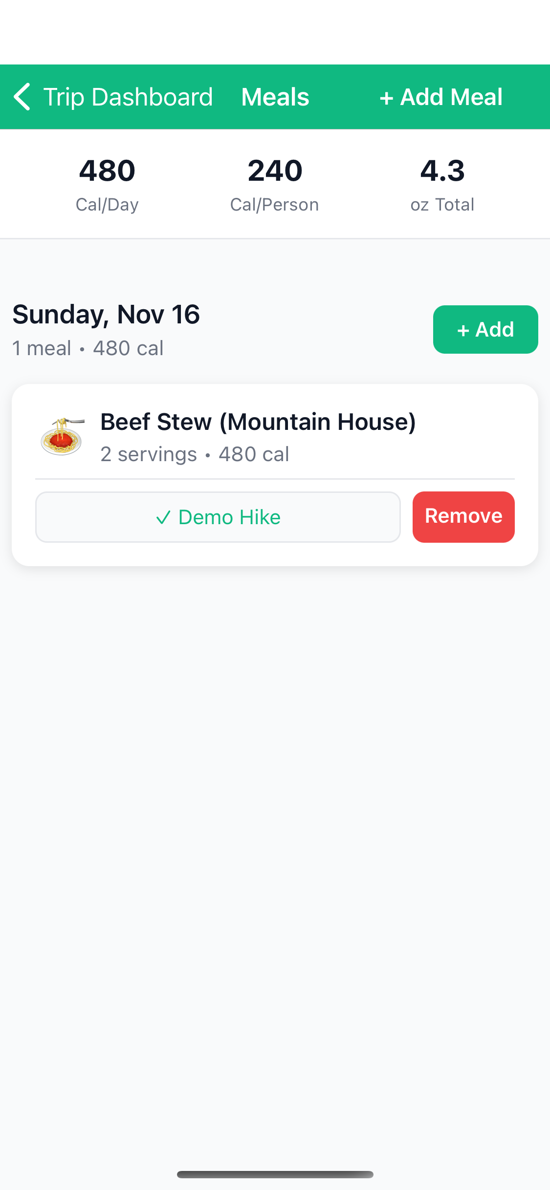 Meal Assigned Screen