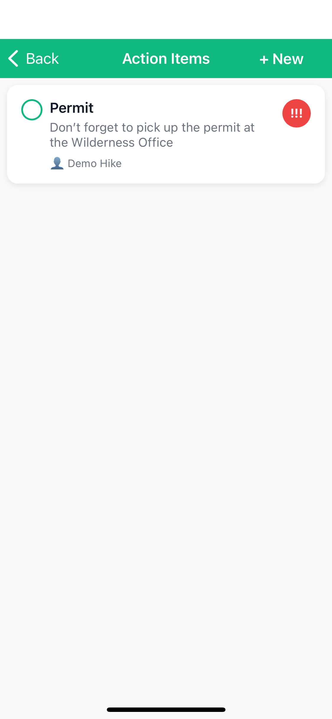 Priority Item Screen