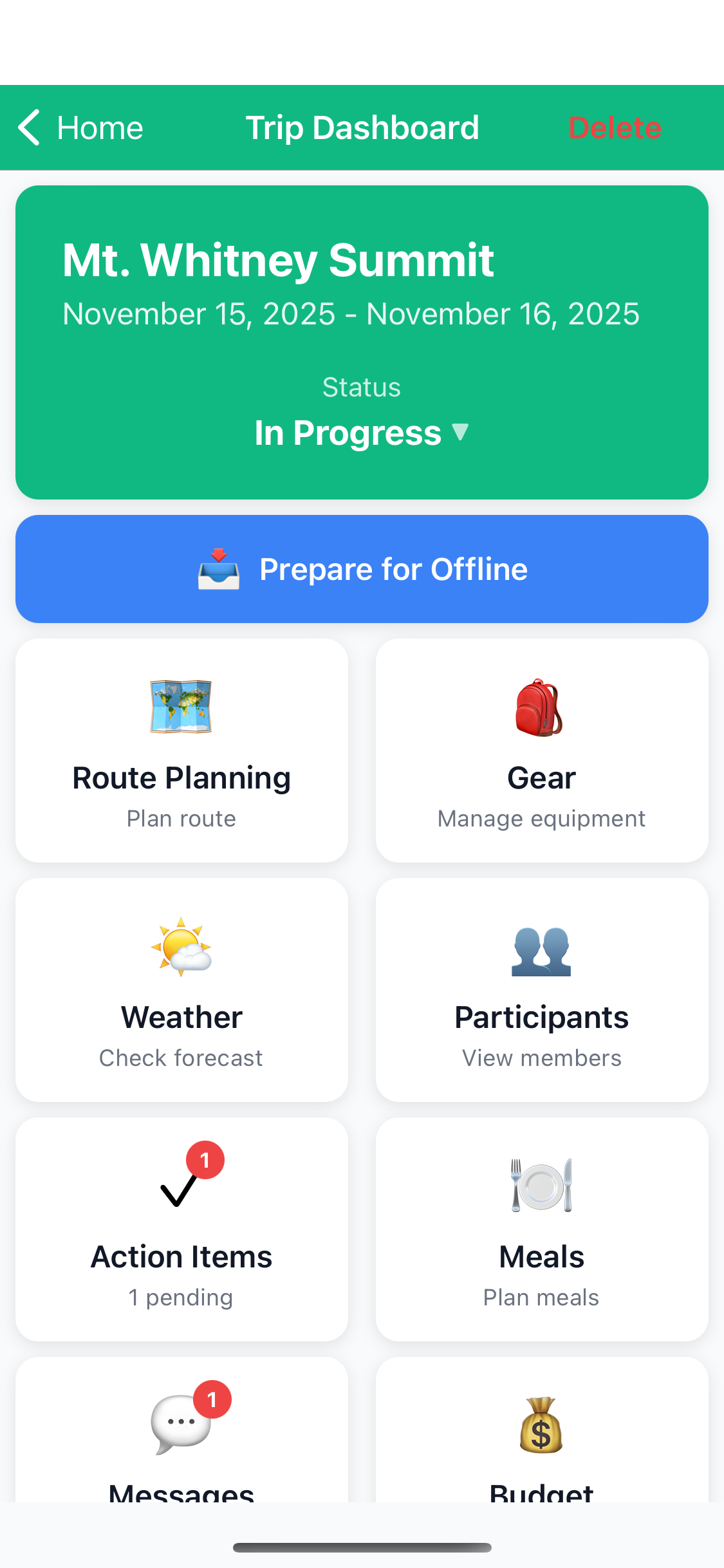 Prepare Offline Screen